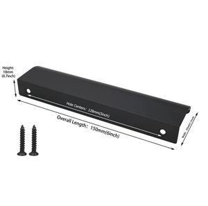 Tirador de cajón de aluminio negro para el hogar, cocina, oficina, muebles, puerta, cajón, armario, manija 2024 - Product Image 3