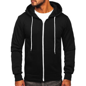 Sudadera con Capucha de Felpa Gruesa, 100% Algodón, Lisa, de Alta Calidad, con Cierre Completo, Personalizable con Logotipo, Corte Holgado para Hombre, Transpirable - Product Image 1