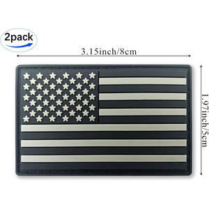 טלאי PVC רקום עם דגל אמריקאי שחור, עיצוב פרחוני, לתפירה או עם סקוץ', מתאים לתיק גב, מעיל, כובע, ווסט וציוד. - Product Image 3