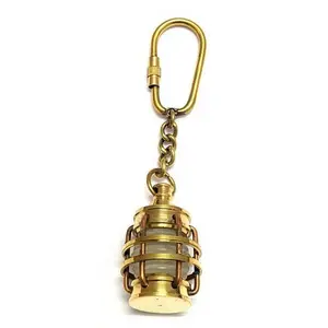 Hot Selling Brass Lantern Key Chain Used for Bike/Car Key ring Made from Pure Brass Gold Finished 3D Design Shaped