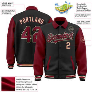 OEM personalizado bordado chaquetas de bombardero mangas de cuero Letterman béisbol Varsity chaqueta para los hombres - Product Image 5