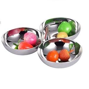Ensemble de 3 bols en acier inoxydable et en laiton avec poignées en forme de feuille du fabricant bols de service décoratifs en métal argenté pour noix - Product Image 1
