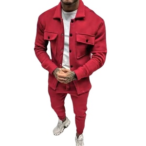 Chándal Personalizado de Alta Calidad a Precio de Mayoreo para Hombre, Nuevo Diseño con Bolsillo Frontal, Cierre de Botones, Traje Deportivo para Hombre CP-MTS-02 - Product Image 4