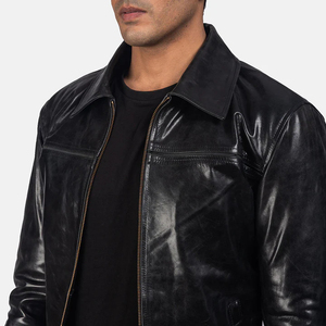 Veste en cuir véritable Mystical Premium pour hommes Manteau de vente en gros direct d'usine Élégant et décontracté Veste de couleur noire d'automne pour hommes - Product Image 3