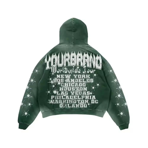 Ensemble de survêtement évasé délavé au soleil de haute qualité, sweat à capuche court à épaules tombantes sur mesure, survêtement évasé délavé à l'acide - Product Image 3