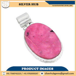 Colgante Antiguo de Plata de Ley 925 con Gran Gema Ovalada de Rodonita Rosa en Venta a Precio de Mayoreo, Proveedor ODM OEM - Product Image 4