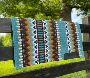 Western Show Horse Saddle Blanket Diseño de Nueva Zelanda Manta de sillín de lana hecha a mano Top Wool Saddle Pad Size - Product Image 1