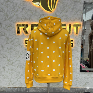 Sweat à capuche orange de qualité supérieure imprimé avec fermeture éclair, veste à fermeture éclair avec strass, lavage à l'acide, vintage, lavé, sweat à capuche en molleton pour homme, streetwear - Product Image 6