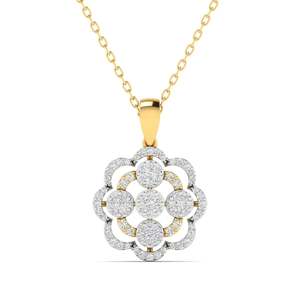 Colgante de diamante redondo con flor dorada de San Valentín, 0.50 ct, color E-F, VVS-VS, diamante cultivado en laboratorio en oro de 14K, regalo romántico para ella - Product Image 1
