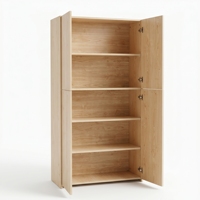 Armoire de classement minimaliste blanche à double porte et 4 tiroirs en MDF, verrouillable, pour bureau à domicile ou usage commercial, avec serrure à clé