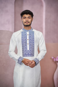 "Heritage White jacquard designer kurta - Product Image 5