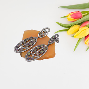 Boucles d'oreilles pendantes en topaze mystique en argent sterling 925 massif faites à la main avec crochet plaqué or bijoux à la mode pour fiançailles - Product Image 3