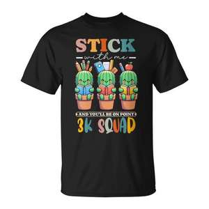 T-shirt 3K Squad Cactus pour enseignants, design sur le thème de l'école préscolaire et préscolaire - Product Image 1