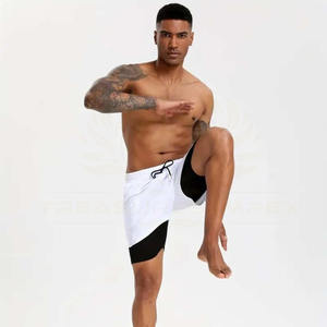 Shorts de sport pour homme avec motif uni et poches intérieures, logo personnalisé, shorts de jogging, shorts de course à deux couches - Product Image 4