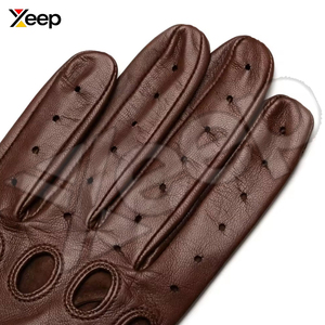 Gants de conduite pour hommes en cuir perforé, antidérapants, imperméables, personnalisables, légers, respirants, design classique, style intègre - Product Image 3