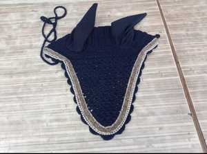 Bonnet d'oreille de cheval en crochet élégant voile de mouche fait à la main avec des ensembles assortis de paillettes équipement d'équitation de haute qualité disponible - Product Image 4