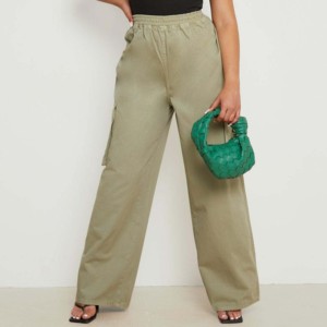Moda alta cintura baja Streetwear pantalones Cargo de pierna ancha con bolsillos rectos transpirables mujeres de talla grande pantalones Cargo para niñas - Product Image 2