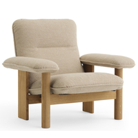 Fauteuil de salon moderne en teck massif fait main de haute qualité pour salon, appartement, villa, hôtel, avec revêtement rembourré