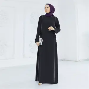 AM010 Abaya Dubai 2023 Customized Logo elegant women dresses solid color robe Hot diamond luxury abaya for office ladies