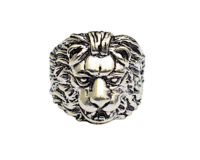 Bague plaquée oxydée en argent avec visage de lion Meilleur cadeau de Saint-Valentin pour bague de fiançailles à la mode pour hommes