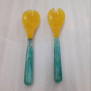 Juego de Cubiertos de Resina Modernos, Duraderos y Ecológicos, con Cuchara y Tenedor para Servir Ensaladas, con Mango Corto para Cenas y Fiestas, Cubiertos Decorativos para Mesa - Product Image 1