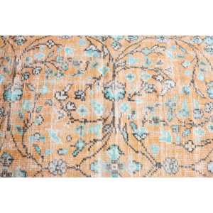 Tapis turc décoratif 2,6x6,1 pieds, tapis vintage, tapis persan en laine orange et bleu - Product Image 4