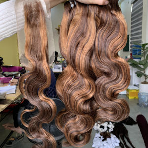 100% brut vietnamien Remy Extensions de cheveux corps ondulé HD dentelle avant perruque avec trame unique couleur naturelle Machine trame - Product Image 1