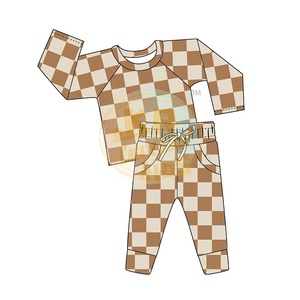 KERUI, conjunto de Sudadera con capucha a cuadros con cara sonriente para niños, ropa de algodón, conjunto de dos piezas de otoño a la moda para bebés, conjunto de ropa con capucha para niños pequeños - Product Image 2