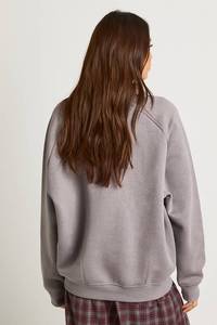 Sudadera de Moda para Mujer, Color Carbón, Tejida, 100% Algodón, Suave al Tacto, Lavada, con Cuello y Botones, Mangas Largas, Estilo Urbano - Product Image 2