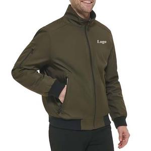 Chaqueta de bombardero de lona a prueba de viento para hombre de invierno a precio de venta al por mayor Color sólido con cuello levantado Estilo de calle de moda - Product Image 3