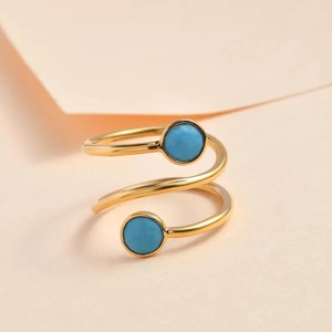 Indian Manufacture Turquoise <b>Ring</b> Natural Blue Gemstone Jewellery Perfect for Boho Style Available At Affordable Price - Product Image 1