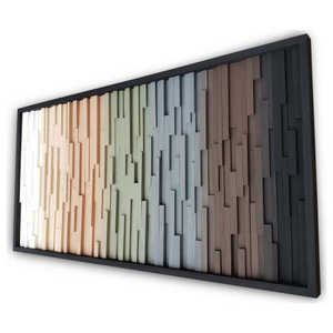 Mosaïque en bois aux tons terreux ombrés, décoration murale unique, accent - tailles 3x1,5 et 4x2 - Product Image 1