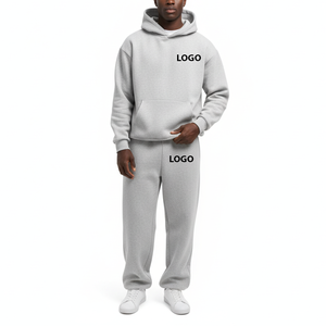 Ensemble survêtement décontracté pour homme tendance, sweat-shirt à capuche et pantalon de survêtement, couleurs personnalisées, imprimé, 100% coton, coupe ample - Product Image 1
