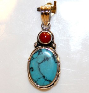 Colgante de Plata de Ley 925 de grado superior, piedra preciosa Natural Vintage, Coral rojo turquesa, regalo de fiesta de aniversario de boda Unisex para - Product Image 5