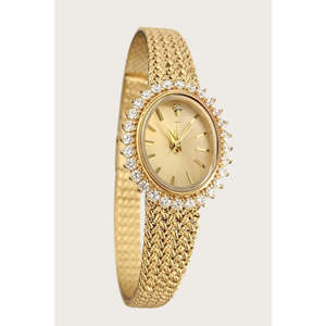 ZIVOVCWJWGLDDMD0103-Crown Jewel Montre ovale en diamant doré avec mouvement à quartz et affichage analogique - Product Image 3