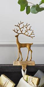 Lot de 4 porte-bas de Noël renne en métal noir rustique cintres de cheminée en fonte robuste pour la décoration de la cheminée - Product Image 5