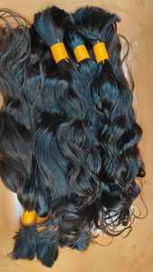 Extensions de cheveux indiennes de luxe en gros, de 10 à 32 pouces, lisses et soyeuses, couleur naturelle, double trame, cheveux humains Remy en vrac - Product Image 5