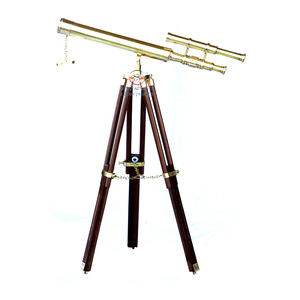 Trépied réglable sur pied double canon en laiton et bois poli, style antique, pour collection, camping et randonnée - Product Image 3
