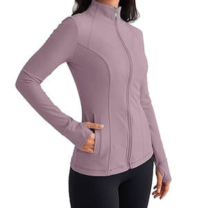 Veste de course à pied pour femme de haute qualité, fermeture éclair intégrale, manches longues, veste de sport pour le yoga, vêtements de sport légers - Product Image 1