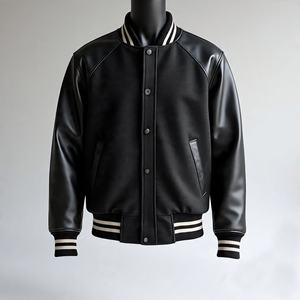 Fabricants de vêtements personnalisés Veste universitaire Letterman à manches en cuir PU pour hommes - Product Image 3