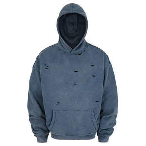 Sudadera con capucha desgastada de gran tamaño de invierno de MOQ bajo para hombres 100% algodón polar transpirable y a prueba de viento impresión Digital estilo Streetwear - Product Image 5