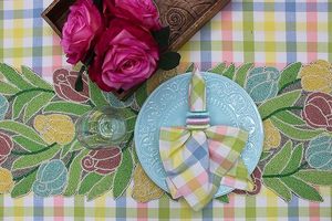 Handmade Luxury Floral Embroidered Christmas Dining <b>Table</b> <b>Runner</b> Beaded Placemat With Leaf Design for Wedding or Home Use - Product Image 3