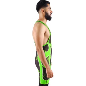 Lutte Singlet Hommes Garçons High Cut Freestyle Wrestling Singlet noir vert Léger Performance Wrestling Gear Training - Product Image 4