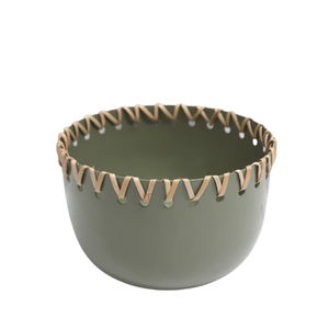 Vaisselle Fer & Canne Bol Rond Vert Armée Couleur Naturelle Saladier Pour Cuisine & Décoration de Mariage Personnalisé - Product Image 5