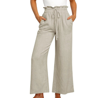 Pantalones de Lona para Mujer, Corte Regular, Cintura Elástica, Corte Recto, Secado Rápido, Transpirables, Resistentes al Viento, Poliéster/Algodón, para Invierno