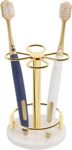 Soporte para cepillos de dientes de metal con base de mármol, organizador de baño, almacenamiento y colección - Product Image 4