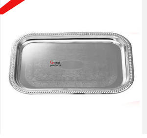 Plateau de service ovale en acier inoxydable finition argent brillant pour hôtel, restaurant et bar - Product Image 5