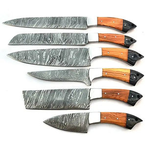 Juego de Cuchillos de Chef Burraq Profesional, Hecho a Mano con Acero de Damasco, 6 Piezas, Mango de Madera, Ecológico, Apto para Lavavajillas, Ambidiestro - Product Image 1