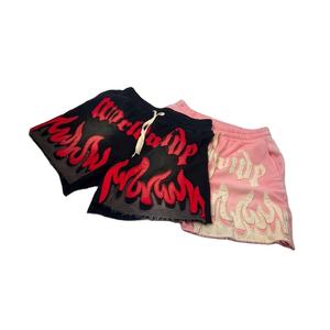 Personnalisé Coupe Bord Vintage Cordon Plus La Taille Hommes Shorts En Détresse Patch Bouffant Imprimer 100% Coton Hommes Pierre Lavage À L'acide Shorts - Product Image 2