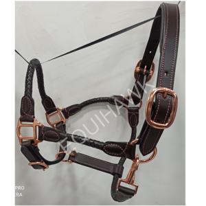 Licol de cheval fantaisie intelligent cuir tricoté roulé Design laiton matériel or Rose polonais Style occidental Nylon accessoires anglais - Product Image 1